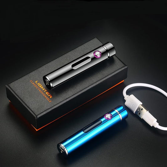 Electric Lighter, USB Mini Lighter Lighter Windproof Dual Arc Lighter Plasma Lighter Rechargeable Lighter Portable with Battery Indicator for Smoking