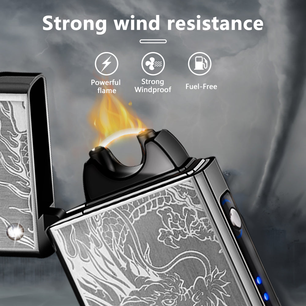 SKRFIRE Electric Lighter Rechargeable USB Plasma Arc Lighter High Power Flame Windproof Lighter Torch Unique Dragon Lighter with Gift Box