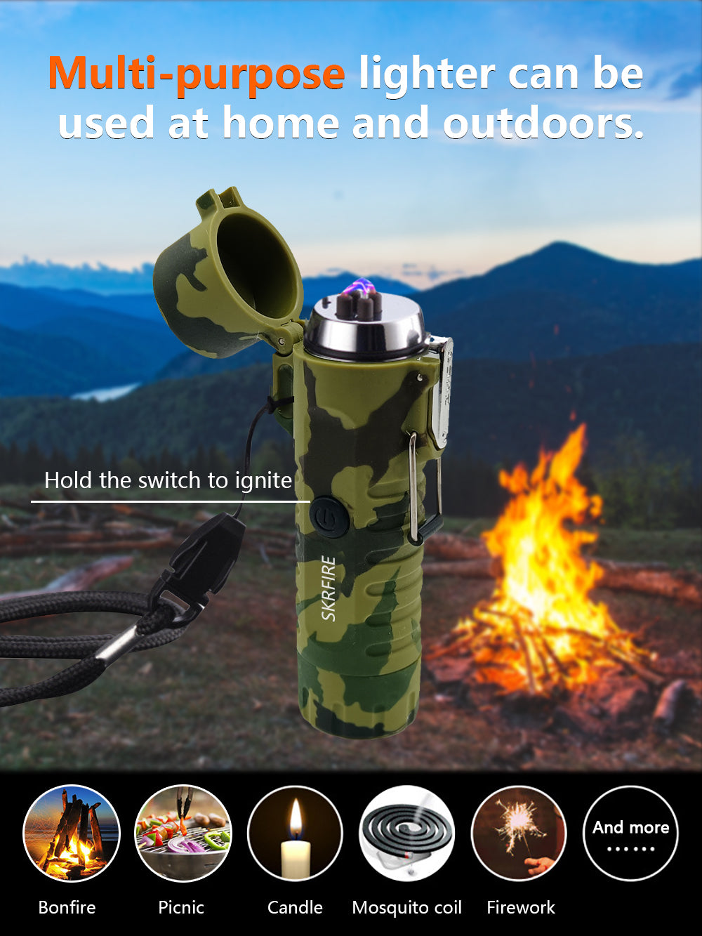 Waterproof Dual Arc Lighter Electric Lighter with LED Flashlight – skrfire