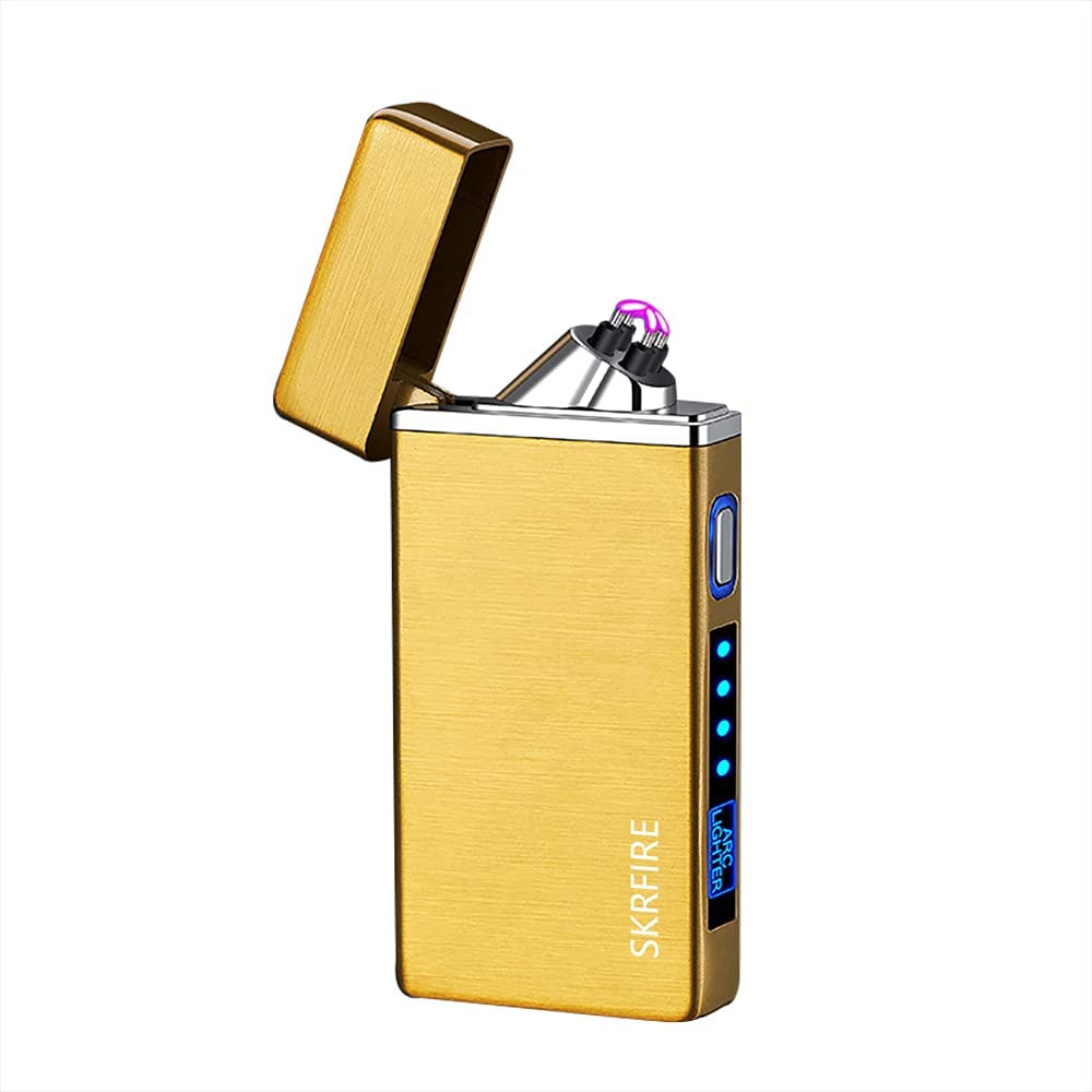 SKRFIRE PVD-Plating Dual Arc Electric Lighter PVD-Plating  with Rhythmic Flashing Battery Indicator