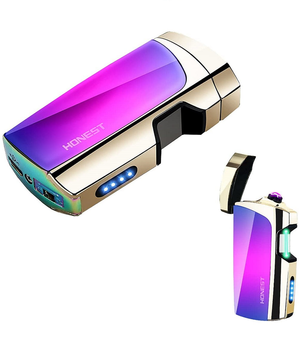 SKRFIRE Rechargeable Lighter Infrared Sensor Plasma Lighter, Windproof Dual Arc Lighter Outdoor Rechargeable USB Lighter Flameless Electric Lighter with LED Battery Indicator