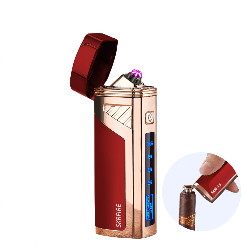 SKRFIRE 2-in-1 Cigar Opener Windproof Lighter,Triple Arc high power